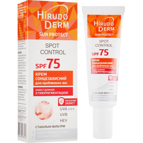 Крем сонцезахисний Hirudo Derm Sun Protect Spot Control для проблемних зон SPF 75, 25 мл