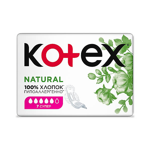 KOTEX  Прокладки natural super 7х16